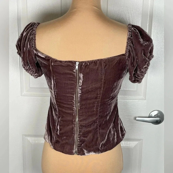 MAJORELLE Revolve Velour Velvet Off The Shoulder Square Neck Corset Top Small - Picture 4 of 6